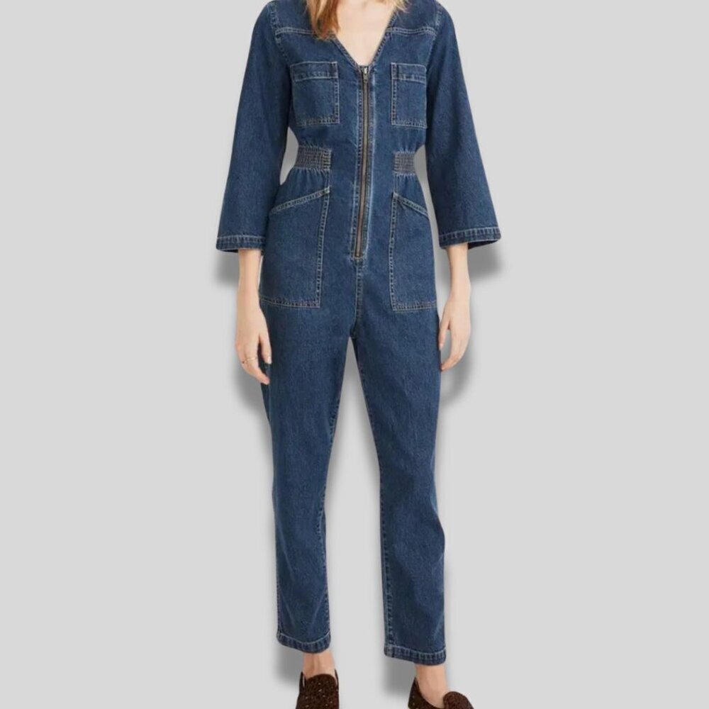 MADEWELL Patch Pocket Denim Coverall Jumpsuit Blue Size S